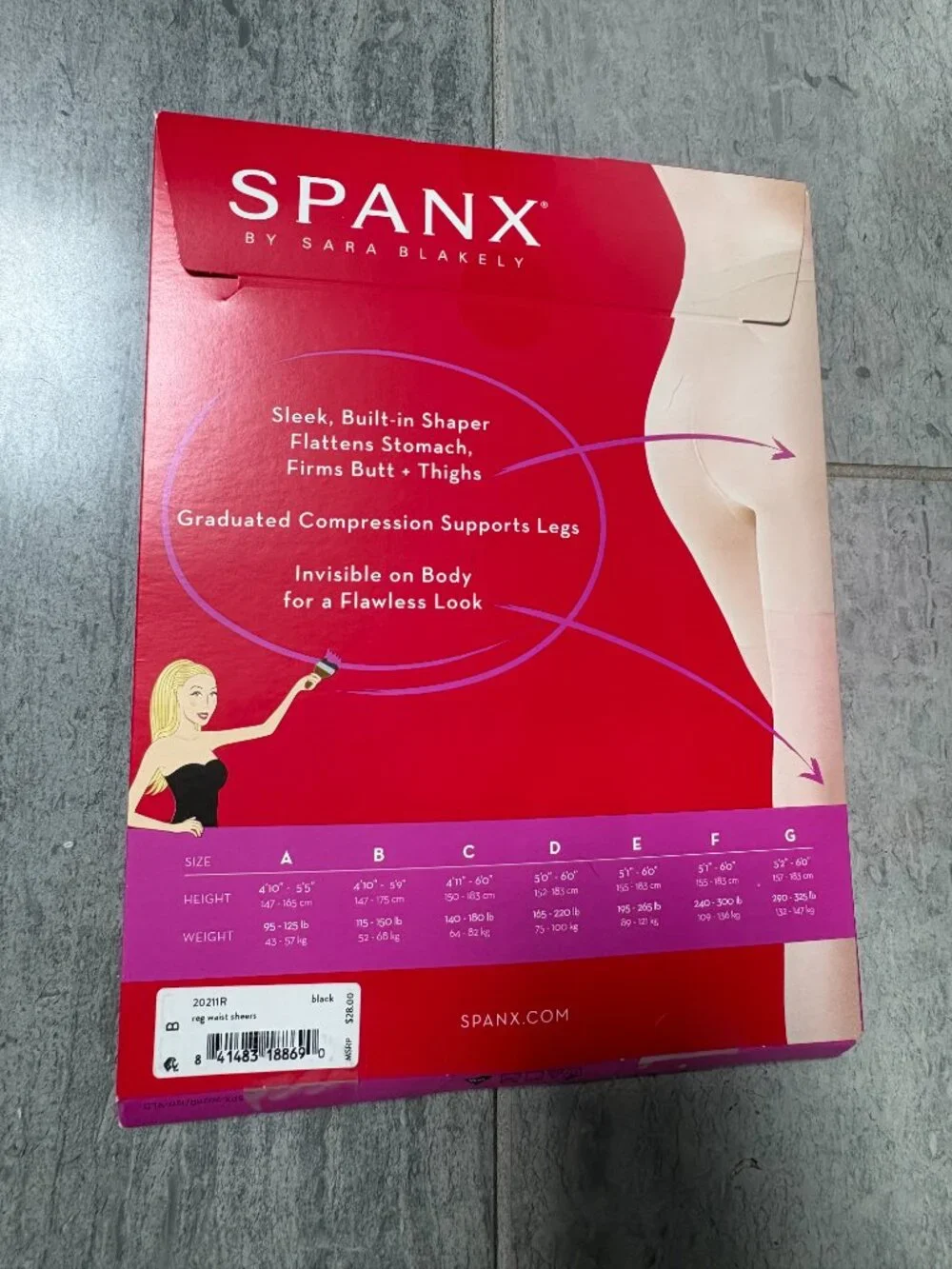SPANX Sheers Leg Support Compression Tights Black Size B NWT
